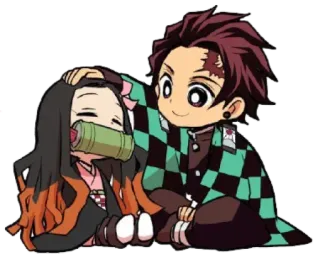 💞 Tanjiro Kamado, Nezuko Kamado Demon Slayer anime, chibi, cute, demonslayer, tanjiro, nezuko whatsapp sticker