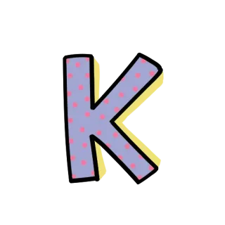 🙃 letter, K, purple, pink, dots, alphabet telegram sticker