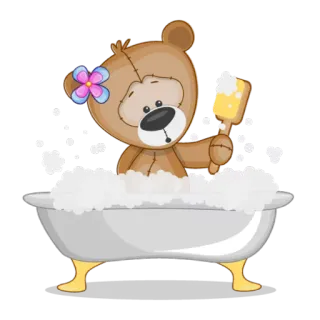 ✋ orsetto, bagno, bolle, carino, cartoni animati, fiore whatsapp sticker
