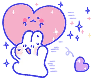 ❤️ mignon, coeur, lapin, animal, autocollant, dessin animé telegram sticker