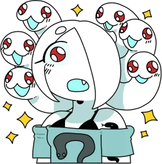 🤩 snake, cartoon, sticker, creature, white, reptile telegram sticker