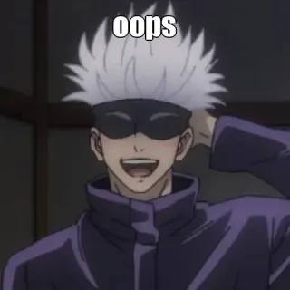😅 oops anime, gojo, ups, mem telegram sticker