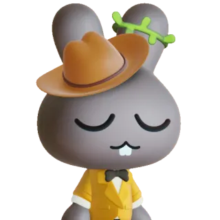 ❕ bunny, rabbit, animal, cowboy, hat, suit, bowtie, character whatsapp sticker