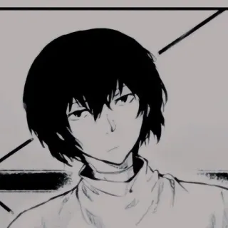 🌟 Anime, Manga, Postać, Czarne włosy, Portret, Rysunek telegram sticker