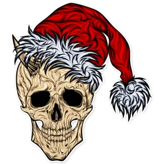 ☠️ skull, santa hat, christmas, devil, holiday telegram sticker