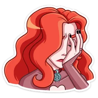 😢 woman, red hair, sad, emotional, sticker, gothic, upset, distressed telegram sticker