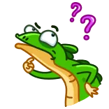 🤔 rana, pensare, domanda, animale, verde, cartone animato, espressione whatsapp sticker