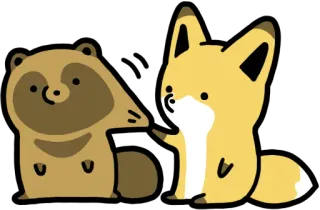 😗 アライグマ, キツネ, 動物, 可愛い, 漫画 telegram sticker