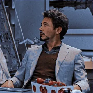 😶 Tony Stark Iron Man, superhéroe, Marvel, Robert Downey Jr. whatsapp sticker
