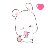 💕 토끼, 귀여운, 하트, 스티커, 만화, 분홍색, 흰색 telegram sticker