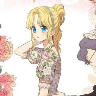 👑 animé, fille, blonde, robe, dessin animé telegram sticker