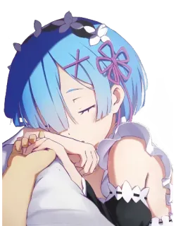 😴 Rem Re:Zero anime, rem, dormilona, pelo azul, linda, re zero telegram sticker