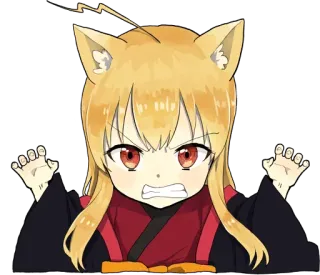 😡 аниме, кошачьи уши, злой, милый, каваий, иллюстрация telegram sticker