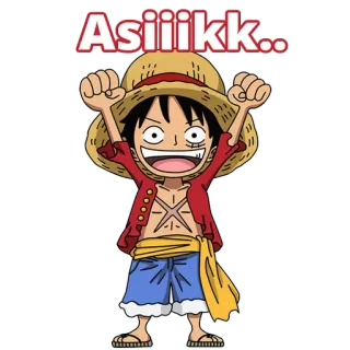 😄 Monkey D. Luffy One Piece Asiikk.. luffy, one piece, anime, manga, cartoon, asiikk telegram sticker