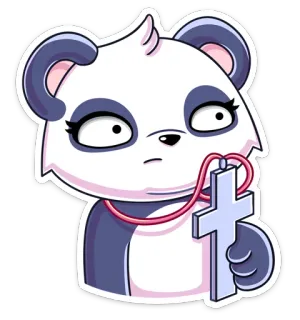 😳 Panda, Kartun, Salib, Kalung, Binatang whatsapp sticker