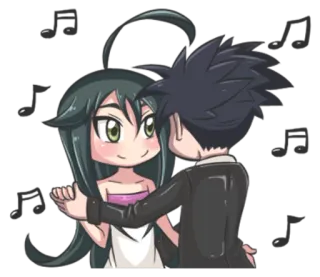 💃 anime, couple, dancing, cartoon, love, romance telegram sticker