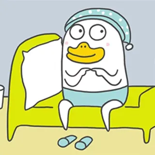 😴 утка, мультик, сон, кровать, милый whatsapp sticker