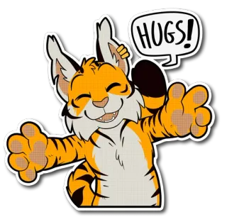 ‼ HUGS! hug, friendly, affectionate, tiger, animal, cartoon, cute telegram sticker