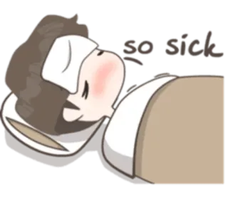 🤒 so sick enfermo, malo, cama, fiebre, dibujos animados telegram sticker