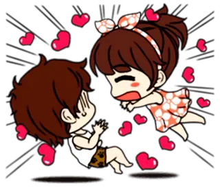 👸 miłość, serca, para, kreskówka, związek, słodkie, kawaii telegram sticker
