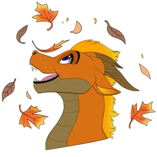🍁 Drache, Herbst, Herbst, Blätter, Orange, Fantasy, Tier telegram sticker