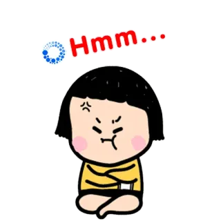 👿 Hmm... うーん, 考え中, 疑わしい, 不安, アニメ, 表情 telegram sticker