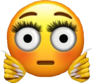 😳 Emoji, Cara, Expresión, Impactado, Uñas, Belleza whatsapp sticker