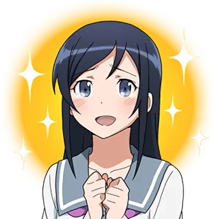 👍 anime, dziewczyna, iskrzący się, szczęśliwy, kreskówka telegram sticker