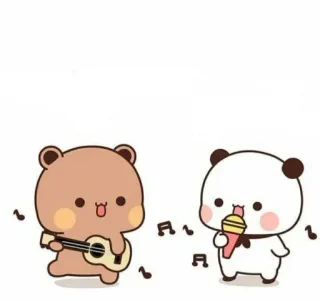 🎸 carino, orsi, cantando, musica, chitarra, microfono telegram sticker