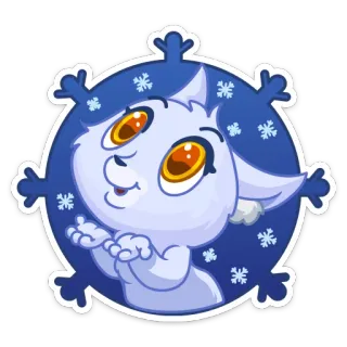 🙄 kot, płatek śniegu, słodki, zwierzę, zima, kreskówka telegram sticker