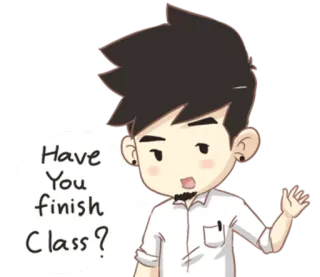 🙄 Have You finish Class? Kartun, Pertanyaan, Pesan, Karakter, Sapaan, Kelas telegram sticker