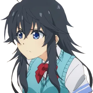😠 Anime, Garota, olhos azuis, uniforme escolar, desenho animado telegram sticker