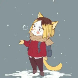 ❤️ Kenma Kozume Haikyuu!! Kenma, Kozume, Haikyuu, Anime, Gatto, Inverno, Neve telegram sticker