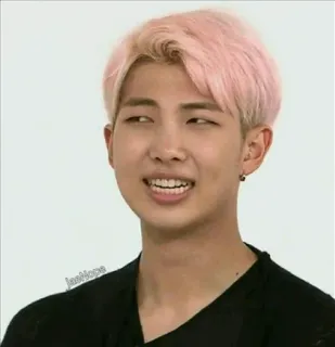 😶 RM rm, kpop, idol, bts, meme, grappig, roze haar, aziatisch telegram sticker