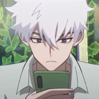 ⌚️ Anime, Personagem, Cabelo branco, Telefone, Personagem de anime telegram sticker