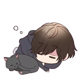 😴 anime, cat, sleeping, cute, cartoon telegram sticker