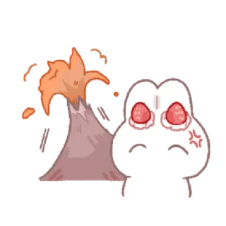 🍓 Desenho animado, Fofo, Bravo, Vulcão, Personagem, Ilustração, Adesivo whatsapp sticker
