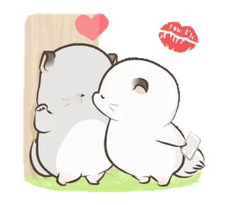 😘 милый, шиншилла, любовь, поцелуй, каваий, животное, наклейка whatsapp sticker