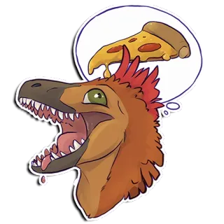🍕 dinossauro, pizza, comida, réptil, desenho animado, ilustração, pré-histórico telegram sticker