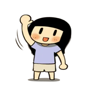 🙋 Cartoon, Mädchen, Winken, Figur telegram sticker