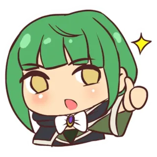 👍 Anime, Mangá, Personagem, Cabelo verde, Fofo, Adesivo, Joinha telegram sticker