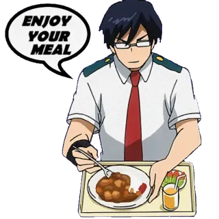 🥘 Tenya Iida My Hero Academia ENJOY YOUR MEAL Anime, Cibo, Pasto, Divertiti, Iida, My Hero Academia telegram sticker