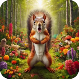 🔥 écureuil, forêt, nature, faune, animal, mignon, surpris, extérieur telegram sticker