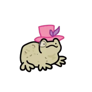 🎩 ếch, động vật, hoạt hình, mũ, dễ thương, hài hước telegram sticker
