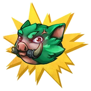 👿 sanglier, défense, animal, fantaisie, vert, mignon, autocollant, dessin animé telegram sticker