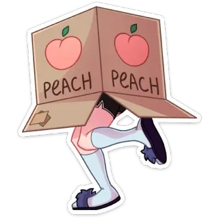🍑 PEACH PEACH 桃子, 水果, 盒子, 卡通, 腿, 可爱, 异想天开 whatsapp sticker