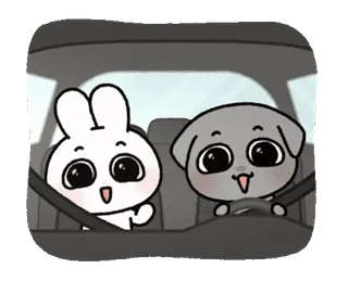 🐭 rabbit, dog, driving, car, cute whatsapp sticker
