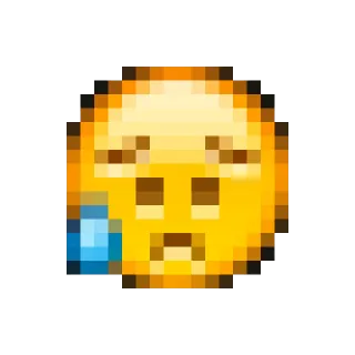 😥 emoji, sweat, sad, pixelated, face, digital telegram sticker