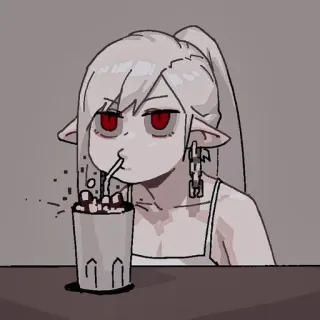 ⏳ anime, girl, drink, straw, dessert telegram sticker