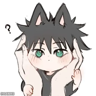 🖤 Anime, Gattino, Orecchie da gatto, Kawaii, Carino, Cartone animato whatsapp sticker